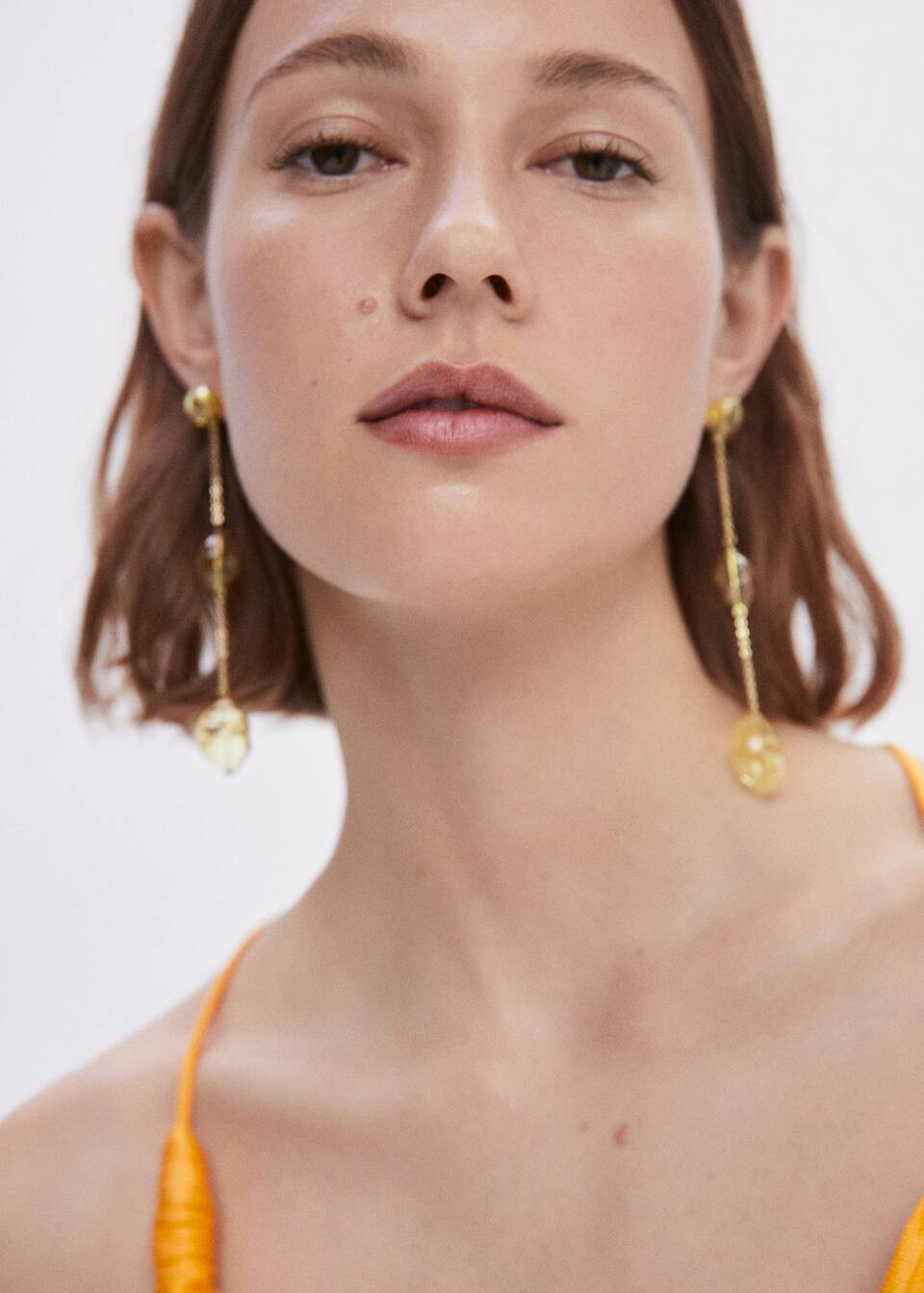 Boucles d'oreilles fil cristaux | MANGO (FR)