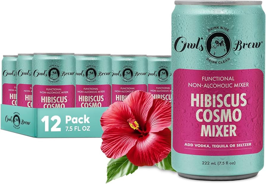 Owl's Brew Hibiscus Cosmo Mixer, 12 Pack (7.5 oz Cans), Tart Cosmopolitan Mix with Clean Ingredie... | Amazon (US)