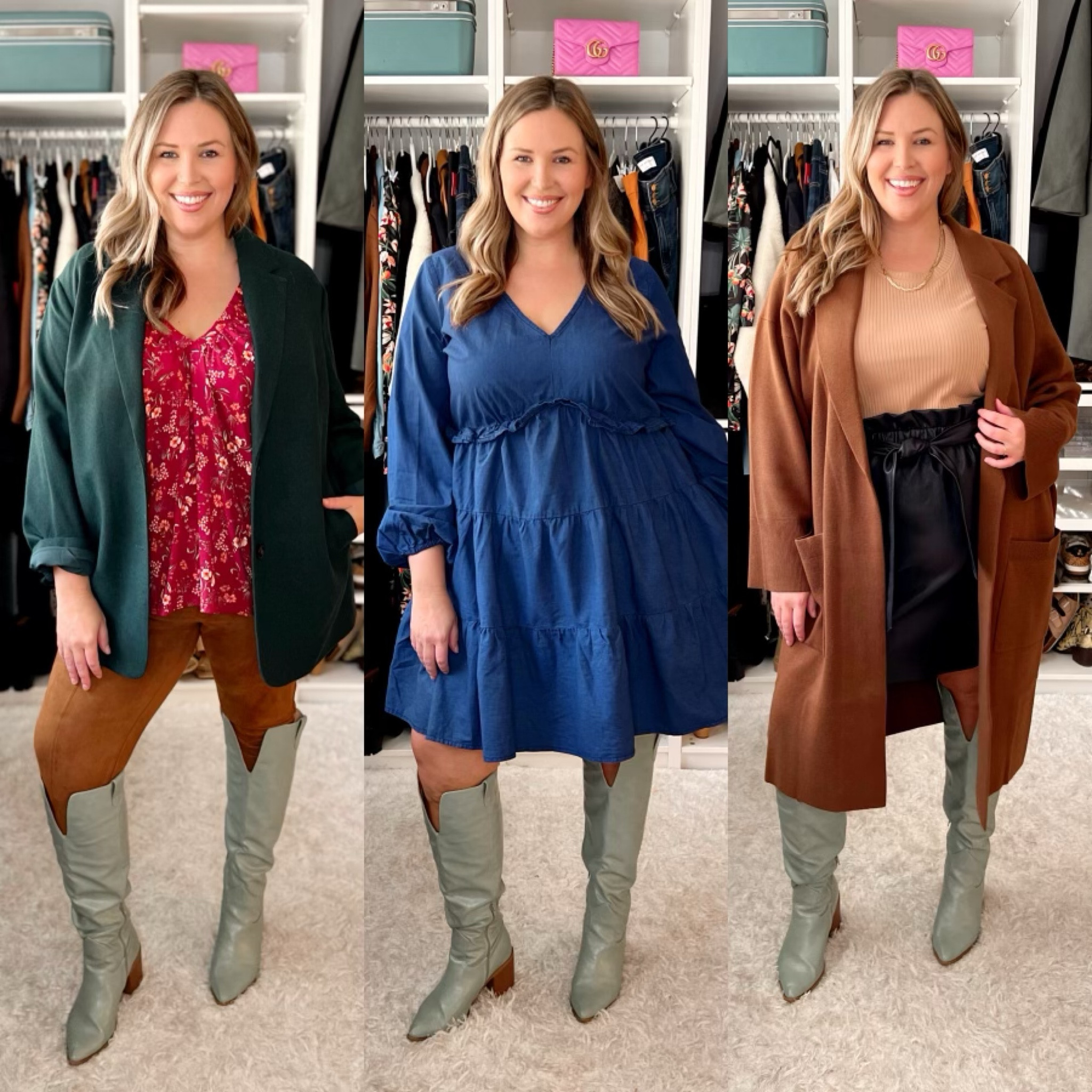Green Boots Style Session - all 3 looks! Items from a variety of retailers and price points - Walmart, J. Crew, Target, Madewell, Spanx (use code ASHLEYDXSPANX for a discount), and Old Navy! 

#LTKstyletip #LTKSeasonal #LTKcurves