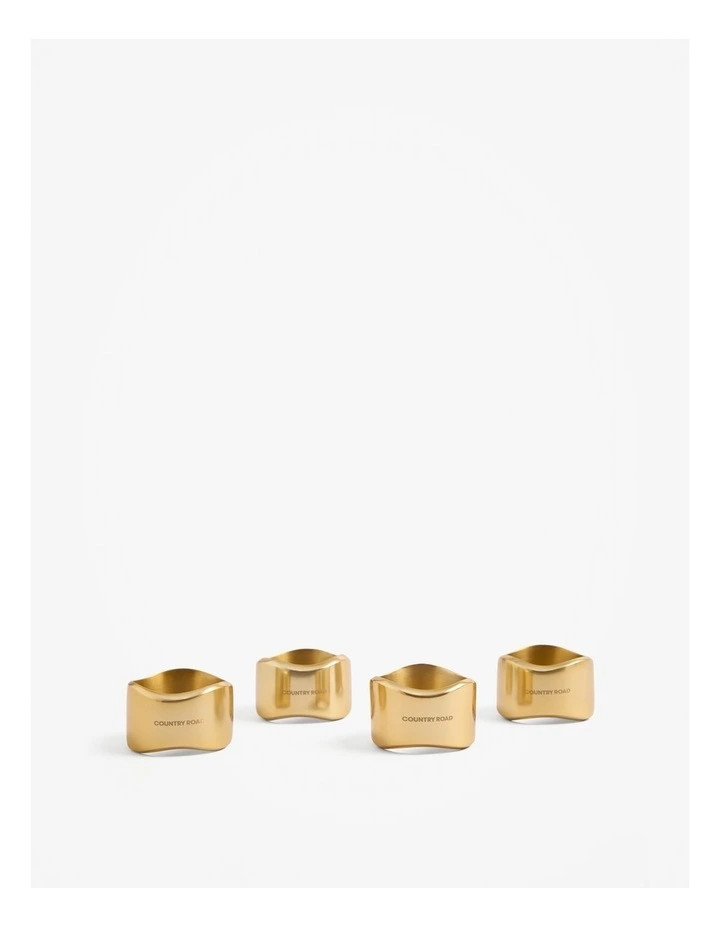 Henty Napkin Ring Set Of 4 in Soft Gold | Myer