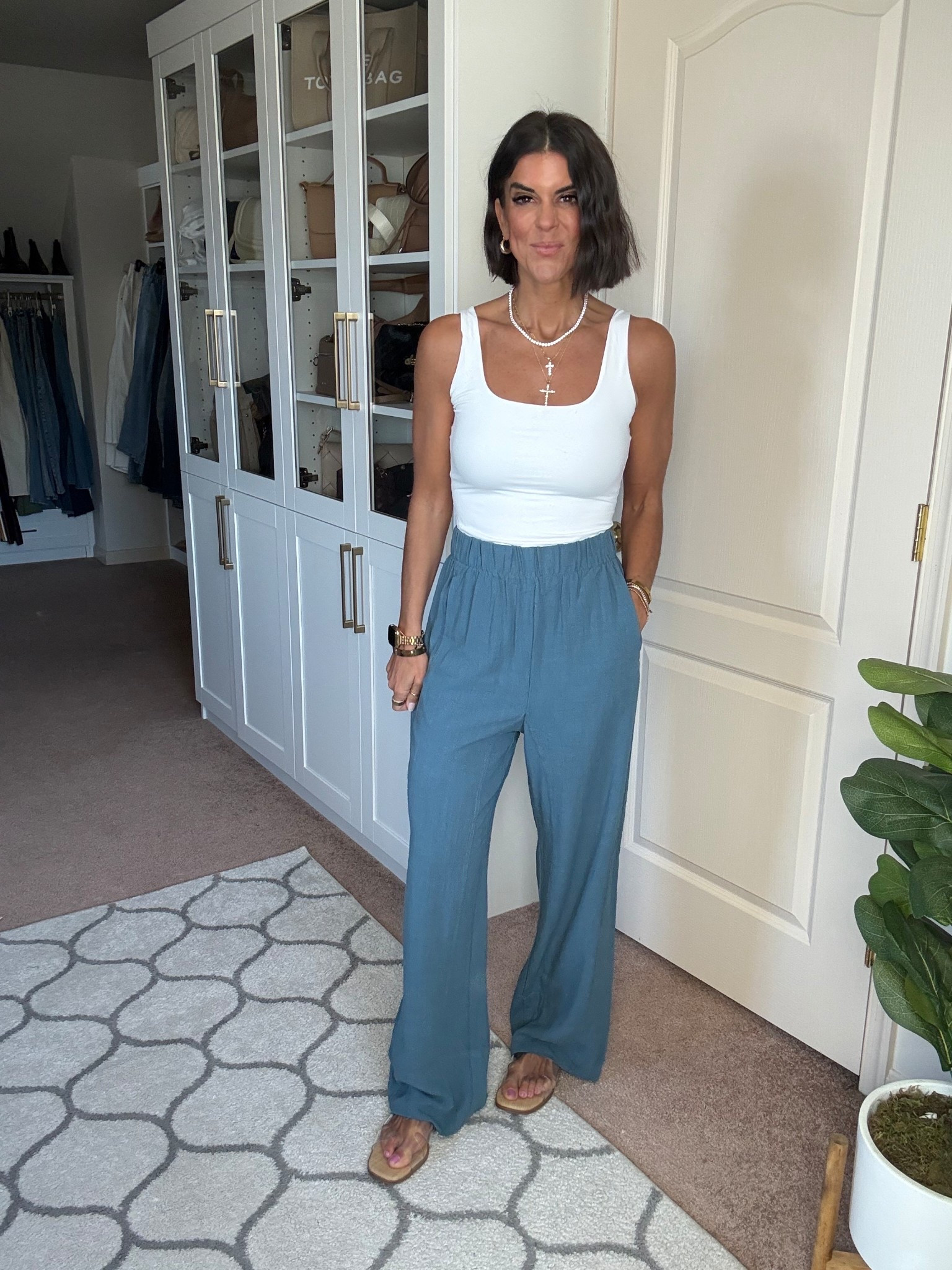 Size small in linen pants and tank 

#LTKSeasonal