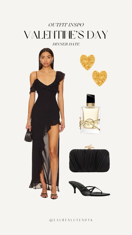 Valentine’s Day dinner date night outfit inspo 
Revolve
YSL
Heart earrings 
Black dress 

#LTKstyletip #LTKSeasonal #LTKbeauty