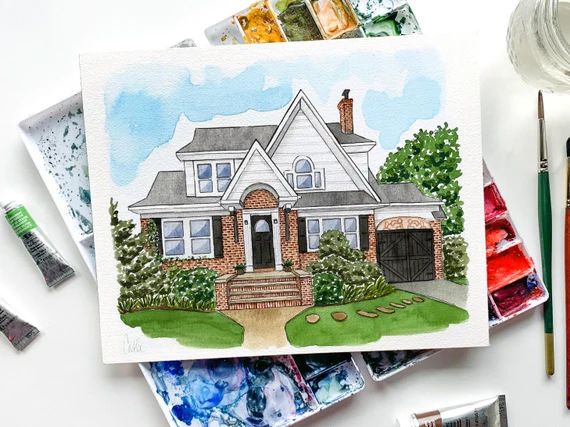 Custom Home Portrait, Hand Painted Watercolor House Painting, Personalized Gift, Original Art, Ho... | Etsy (US)