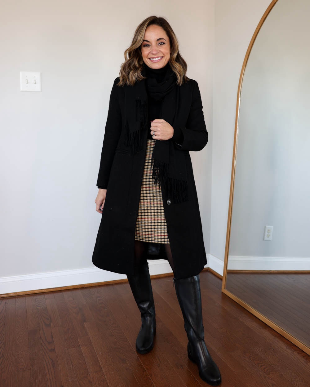 Three petite-friendly mini skirt outfits!

Outfit 1:
Plaid skirt (j.crew factory): 00
Black coat (j.crew): petite 00 (runs slim through the arms, size up if you want to layer under it)
Black turtleneck (aritzia): xs
Black tights (sheertex): xs
Boots: run slim, size up if in between sizes

Outfit 2:
Black sequin mini skirt (J.Crew Factory): 00
Black bodysuit (Kohl’s): petite xs
Black tights (sheertex): xs
Shoes are tts
Bow earrings linked are similar

Outfit 3:
Black skirt (Kohl's): petite xs
Black top (Kohl's): petite xs
Shoes: tts

My measurements for reference: 4’10” 105lbs bust, waist, hips 32”, 24”, 35” size 5 shoe. 25” inseam measurement to my ankle bone.

#LTKCyberWeek #LTKStyleTip #LTKHoliday