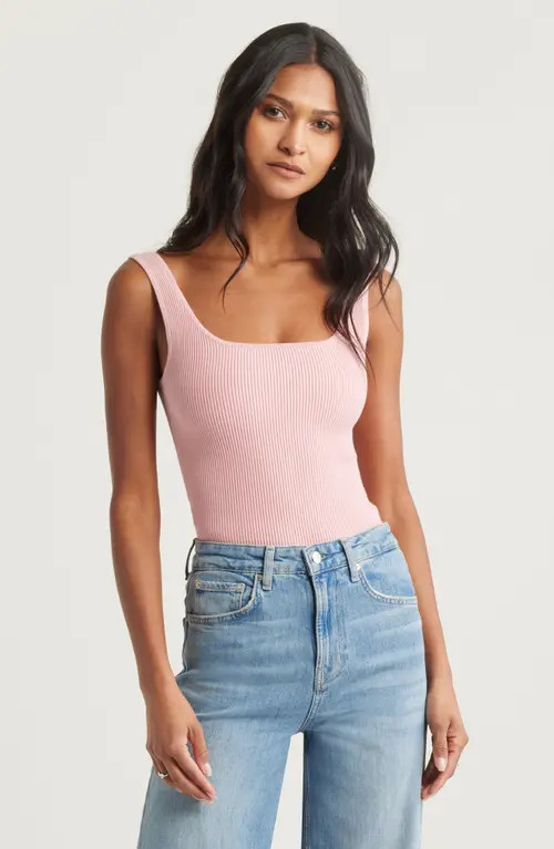 Open Edit Luxe Sculpt Rib Tank in Pink Beauty at Nordstrom, Size Large | Nordstrom