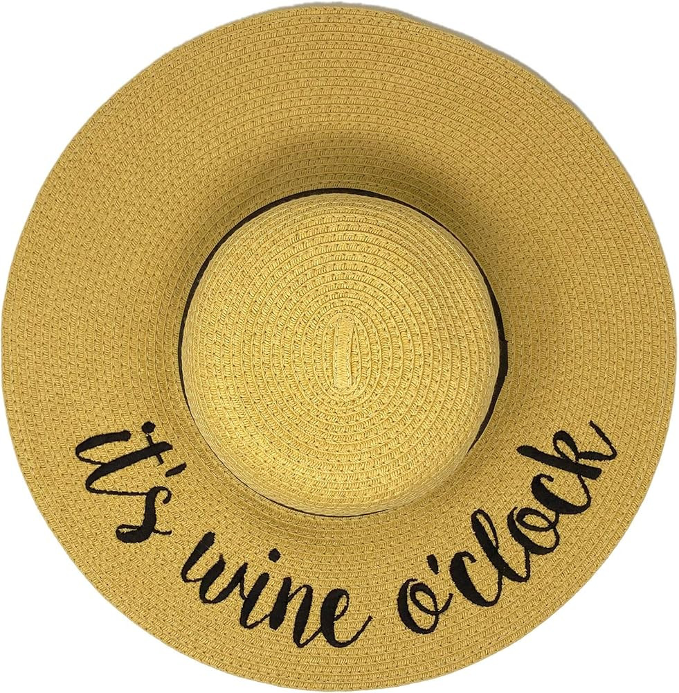 Fun Verbiage Elegant Wide Brim 4" Summer Derby Beach Pool Floppy Dress Sun Hat | Amazon (US)