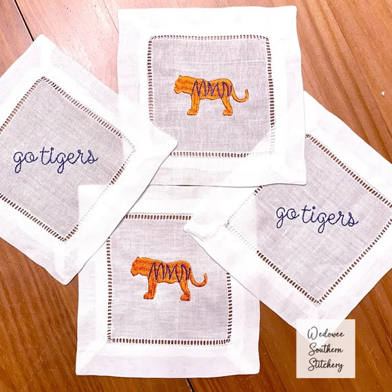 Embroidered AU Cocktail Napkins  Cocktail Napkins  Game Day - Etsy | Etsy (US)