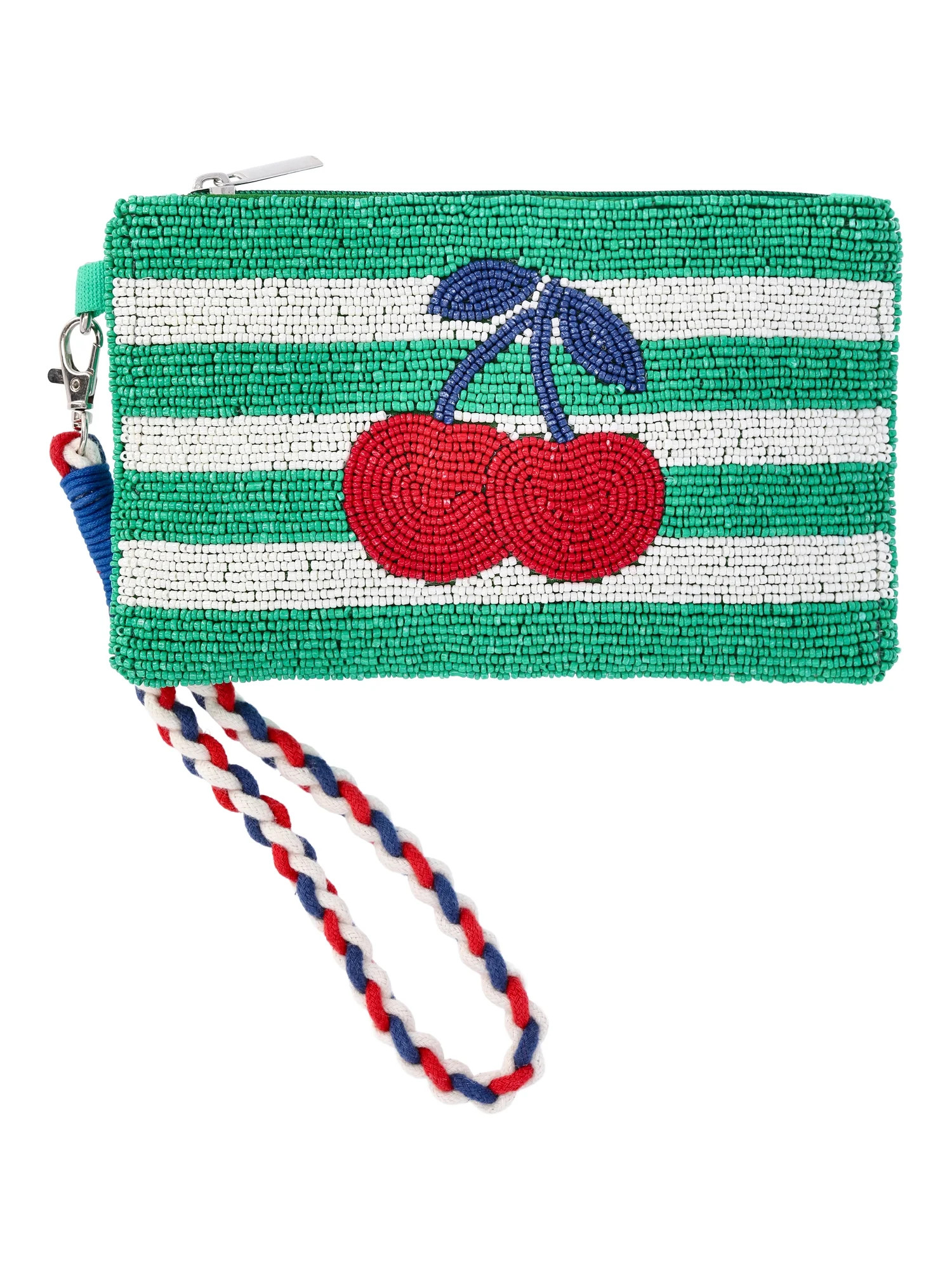 No Boundaries Women's Beaded Wristlet, Green Cherry | Walmart (US)