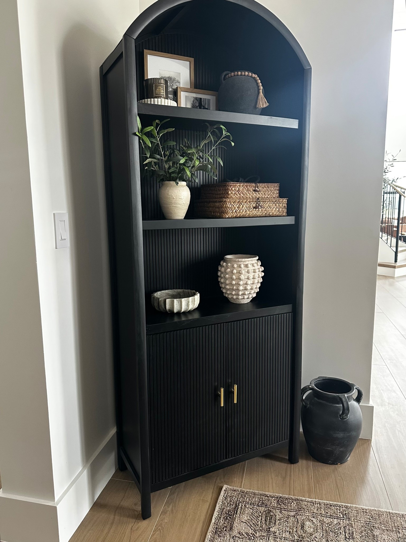 My favorite cabinet, arch cabinet, spring decor,neutral decor
