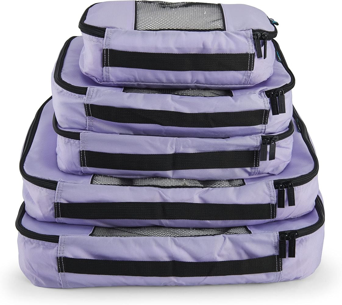 TravelWise Luggage Packing Organization Cubes 5 Pack, Lavender, 2 Small, 2 Medium, 1 Large (TWPC-... | Amazon (US)