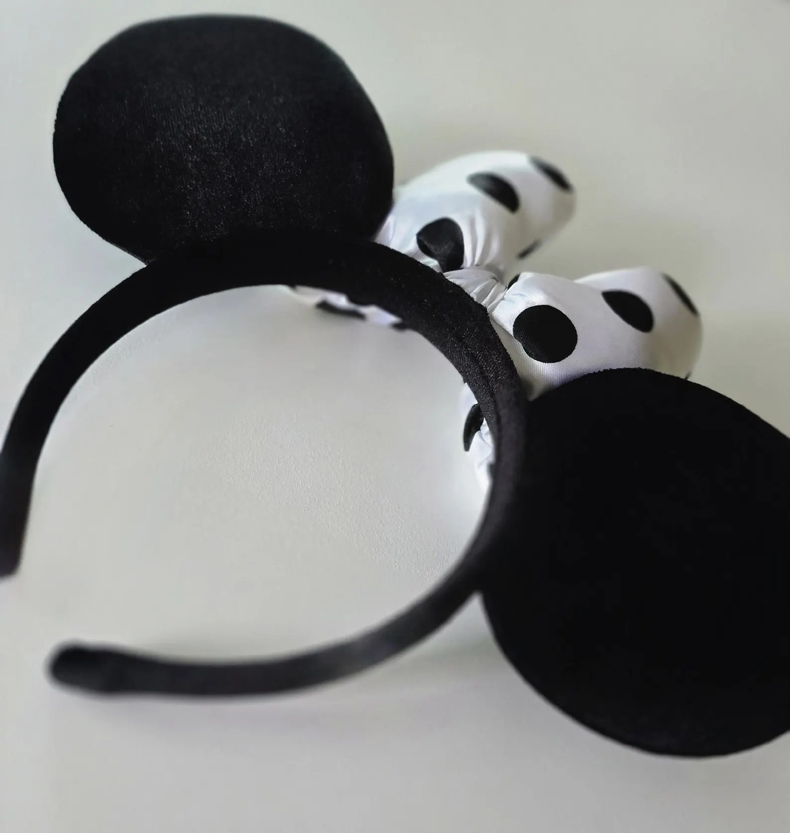 Black Velvet Mouse Ears With White With Black Polka Dot Bow | Classic Mouse Ears - Etsy | Etsy (Global)