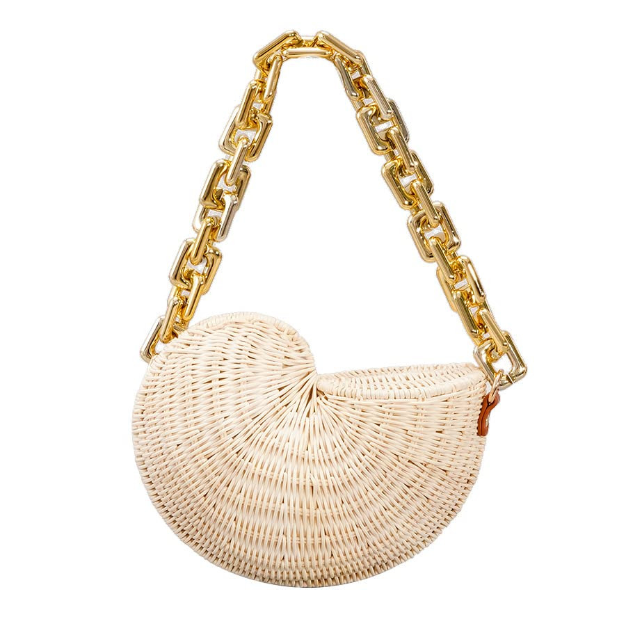 Women's small funny beach handmade retro woven shell conch shaped handbag | Amazon (US)