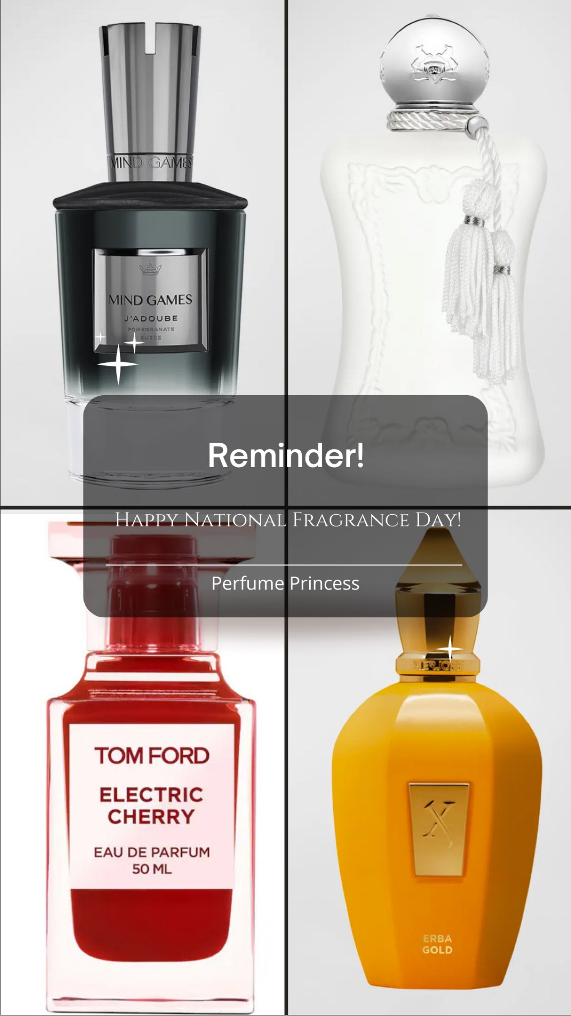 Here are a few fragrances on my wishlist in honor of National Fragrance Day! 😍 

J’adoube by Mind Games:
*Juicy pomegranate with sexy depth*
Top notes - Red Currant, mandarin orange
Heart notes: Pomegranate, damask rose
Base notes: Leather, Patchouli, Amber, Benzoin

Valaya by Parfums de Marly:
*Bright, soft, clean, ethereal. Ideal wedding scent!*
Top notes: Aldehydes, white peach, bergamot, mandarin orange
Heart notes: Orange Blossom, petalia, lily-of-the-valley, Vetiver, nympheal, Mahonia
Base notes: Musk, Ambroxan, Akigalawood, vanilla

Electric Cherry by Tom Ford:
*Smells like juicy Fruit Punch with hints of clean, skin-like musk*
Top notes: Cherry, Ginger
Heart Notes: Jasmine Sambac
Base Notes: Ambrettolide, Pink pepper, musk

Erba Gold by Xerjoff:
*Sweet, fruity goodness that feels like a tropical vacation🏝️*
Top Notes: Brazilian orange, bergamot, Sicilian lemon, ginger
Heart Notes: Melon, Pear, Cinnamon, Guatemalan cardamom, green apple, cloves
Base Notes: White musk, Amber, Madagascar vanilla, woody notes

#perfume #niche #nichefragrances #wishlist #nicheperfume

#LTKbeauty