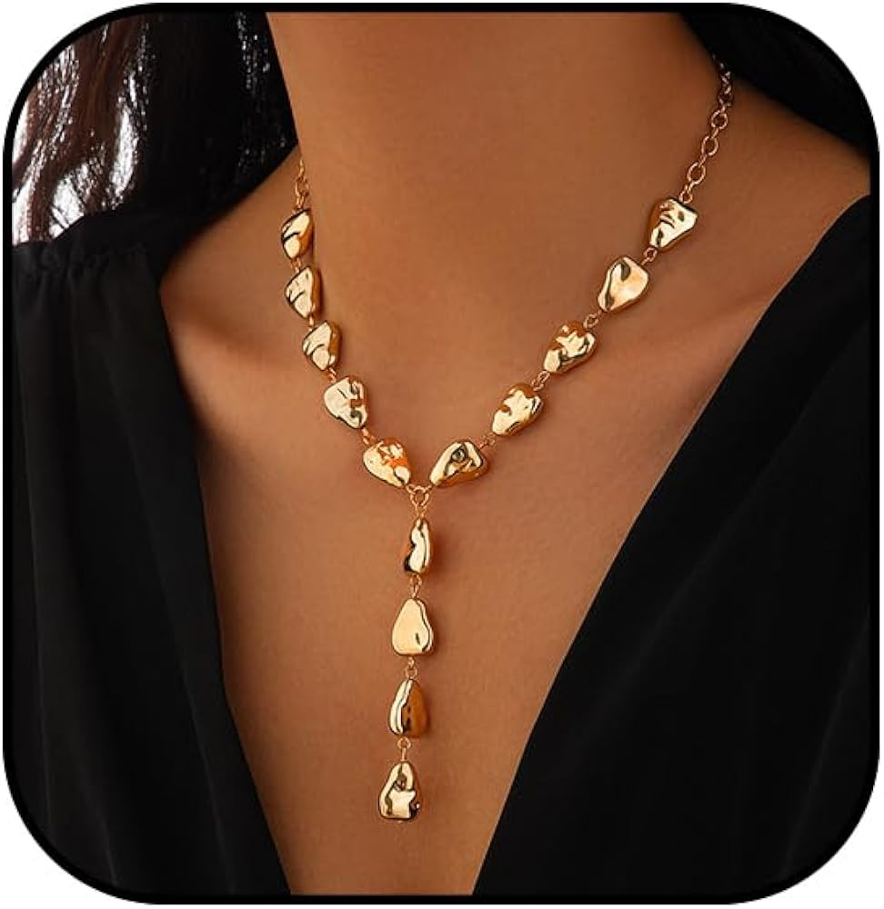 Baroque Pearl Necklaces for Women Baroque Pearl Lariat Necklace Irregular Pearl Y Necklace Gold S... | Amazon (US)