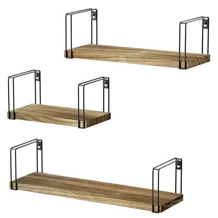 SRIWATANA Rustic Floating Shelves Hanging Shelves Wall Mount Set of 3 17 Inch Wood Shelves for Dec | Walmart (US)
