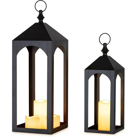 Large Outdoor Lanterns for Porch: 23" & 17" Set of 2 Floor Lantern Decorative Indoor Candle Holde... | Walmart (US)
