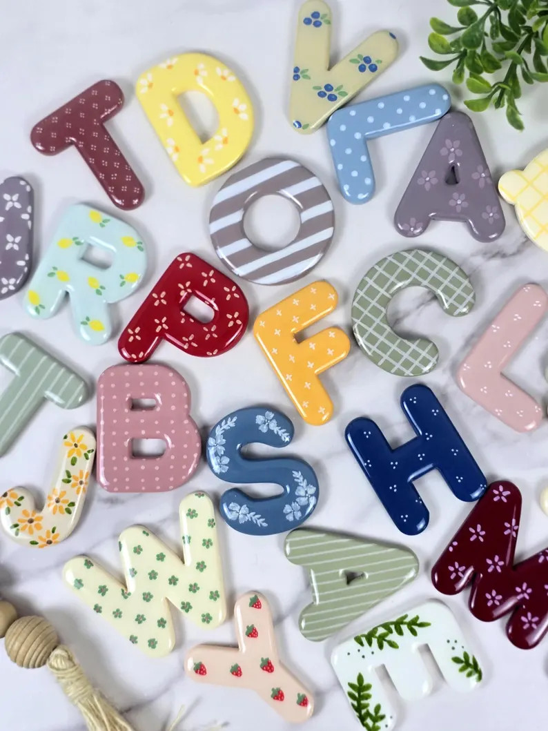 Custom Clay Letter Magnets | Alphabet Magnets | Made & Shipped Fast | Etsy (Global)