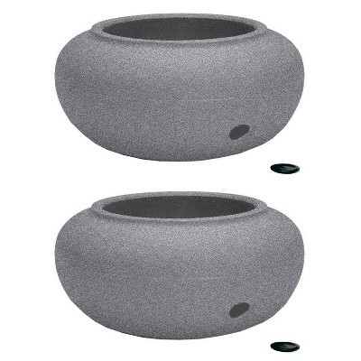 HC Companies RZGH210G21 Modern 21 Inch Decorative Garden Water Hose Storage Pot with Side Faucet Connection Hole, Granite (2 Pack) | Target