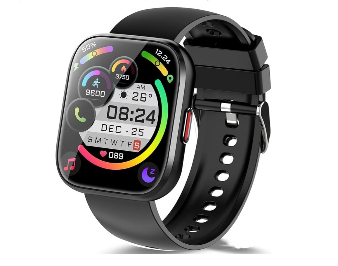 Smart Watch for Men Women Bluetooth Call, 1.85" HD Touch Screen Fitness Watch with Sleep Heart Rate Monitor, 112+ Sports Modes, IP68 Waterproof Activity, Black