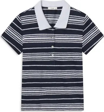 FRAME The Stripe Stretch Linen Polo Top | Nordstrom | Nordstrom