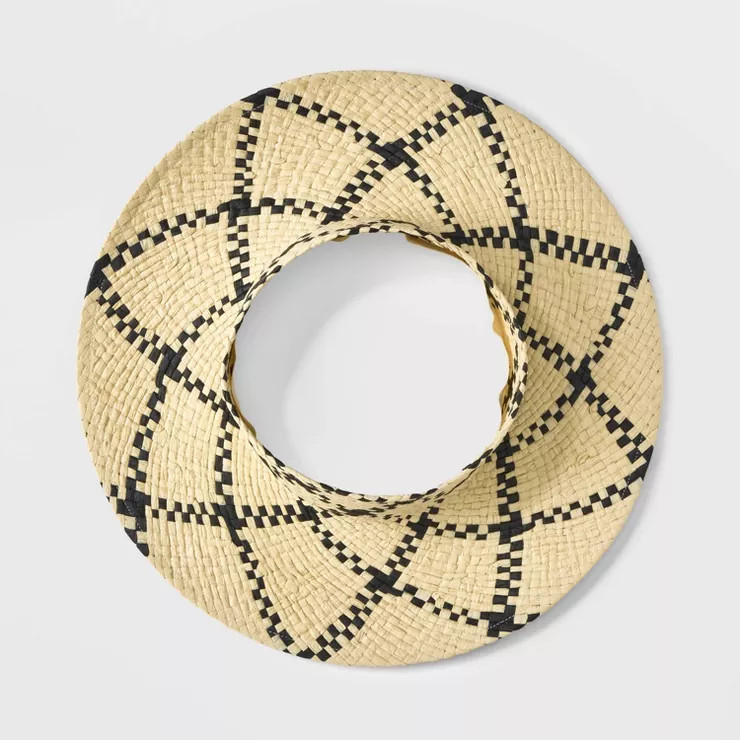 Women's Plaid Wide Brim Straw Visor Hat - A New Day™ Cream | Target