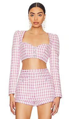 Natalie Mini Skirt in Pink & White | Revolve Clothing (Global)
