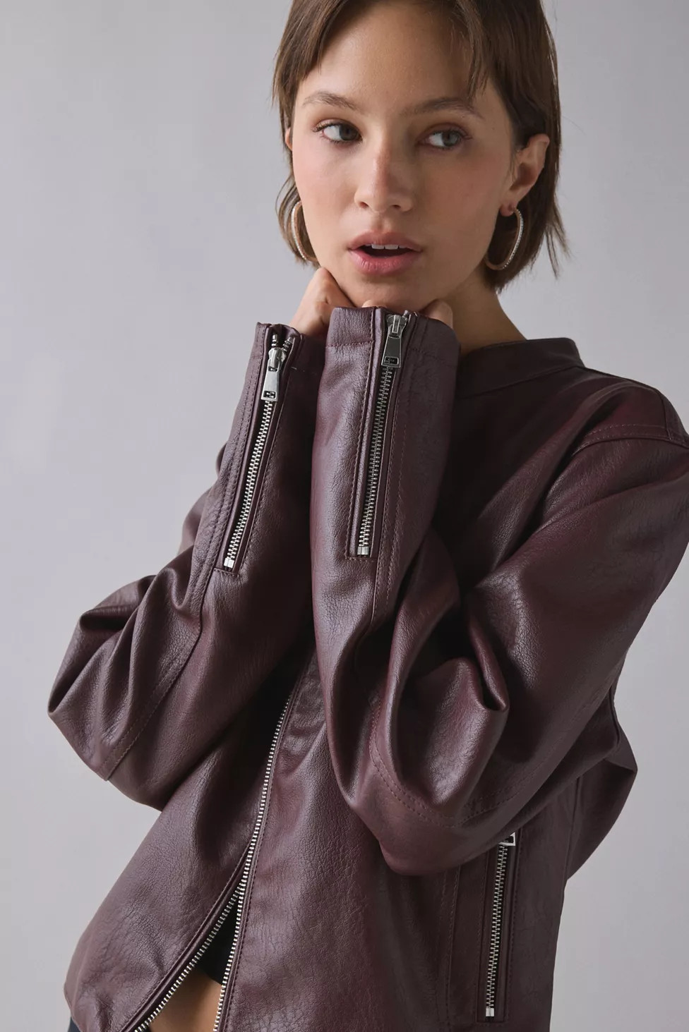 UO Katrina Faux Leather Cropped Moto Jacket | Urban Outfitters (US and RoW)