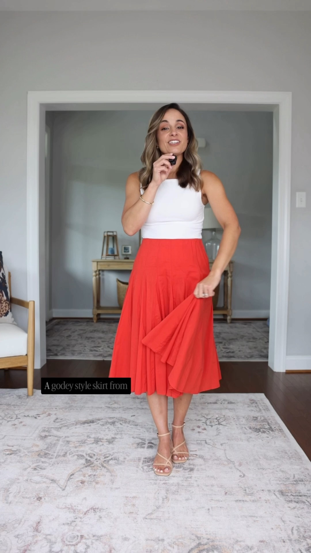 If you’re looking for a red skirt that’s a little shorter (and 100% cotton) than the maxi I shared today - this one from Abercrombie is great! It’s fully lined, true to size fit and on sale today. 

Skirt: petite xxs 
Top: xs

#LTKPetite