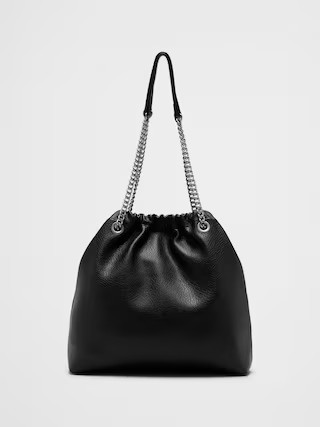 Vegan Leather Gathered Chain Bucket Bag | Banana Republic Factory