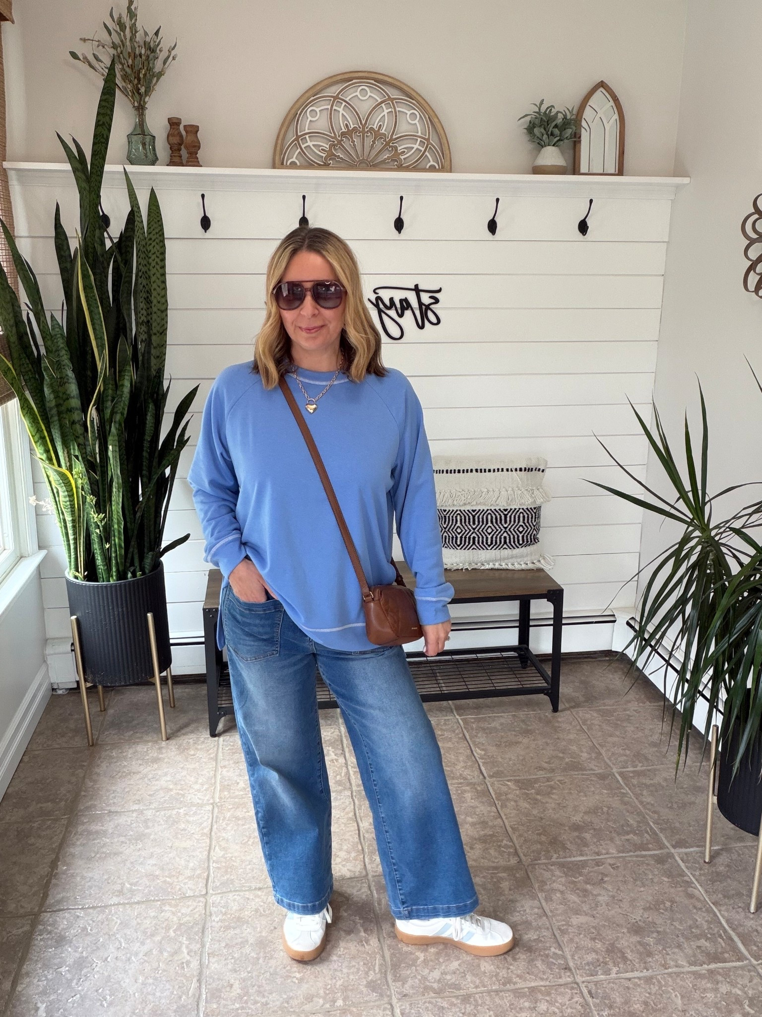 Cool weather spring outfits 2026! These jeans are stretchy and so comfortable. I’m wearing a size 8. The sweatshirt is medium.

#LTKOver40 #LTKootd #LTKPetite