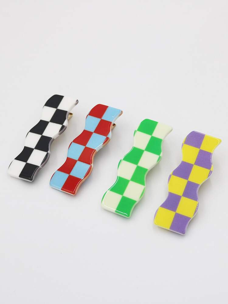 4pcs Plaid Hair Clip | SHEIN