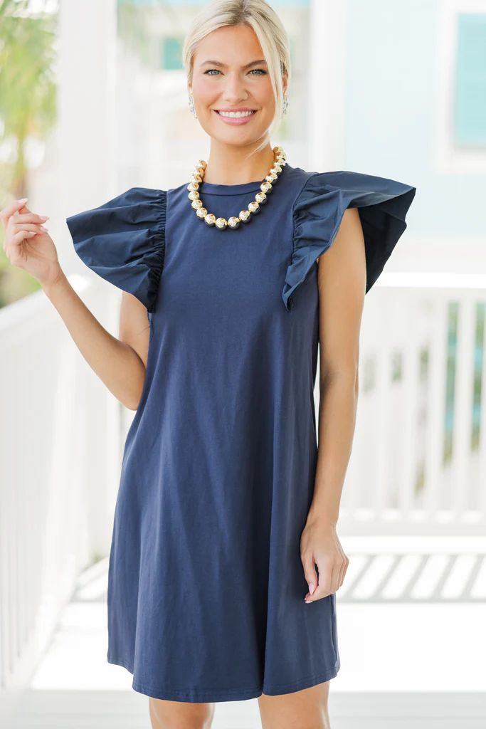 Get Ready Navy Blue Ruffled Mini Dress | The Mint Julep Boutique
