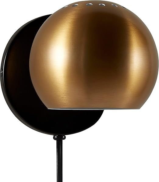 Amazon Brand – Rivet Mid Century Modern Wall Mounted Plug-In Sconce, 7.25"H, Gold | Amazon (US)
