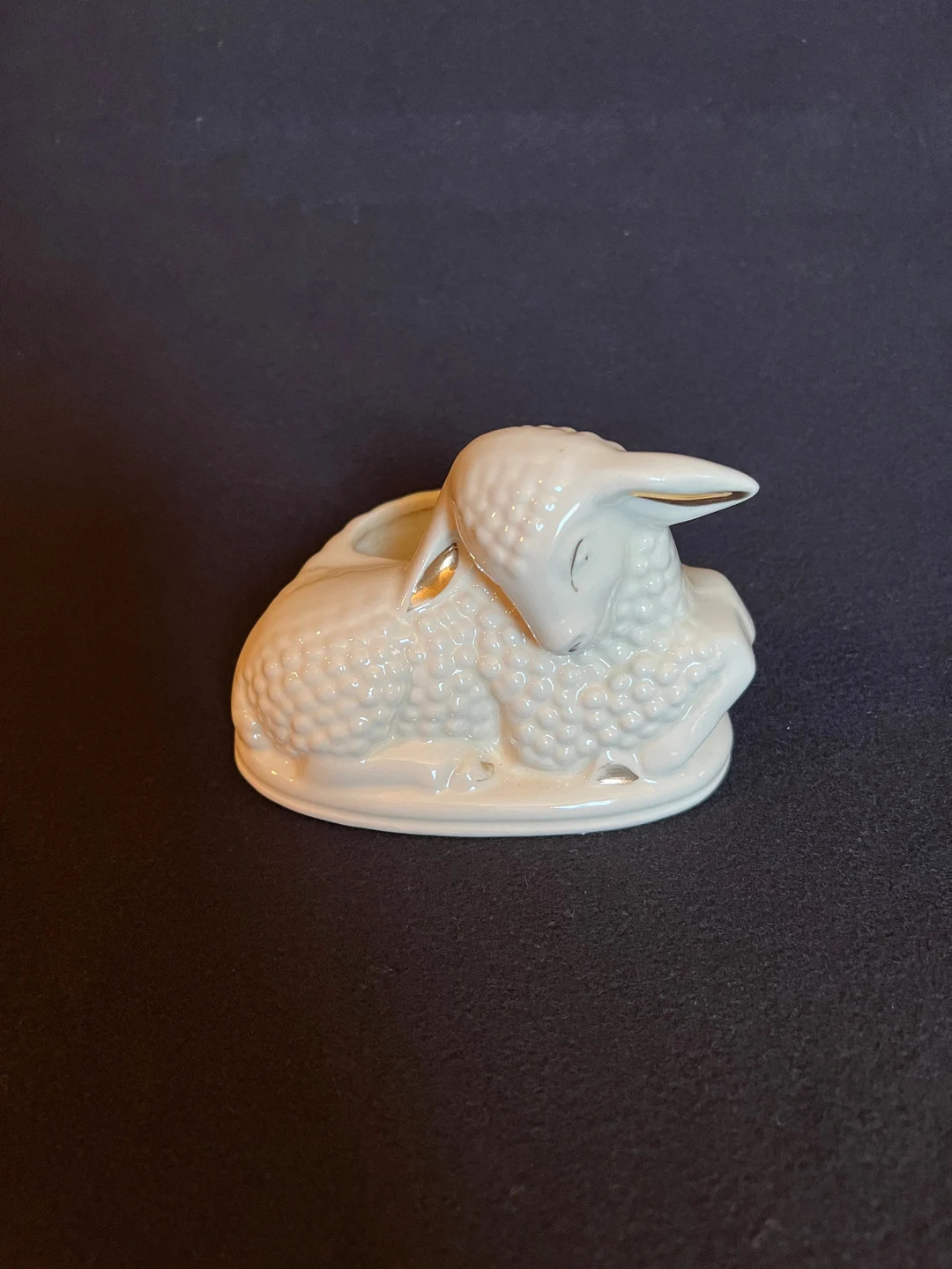 Ivory Lamb Vintage Pottery Planter with Gold Trim | Etsy (US)