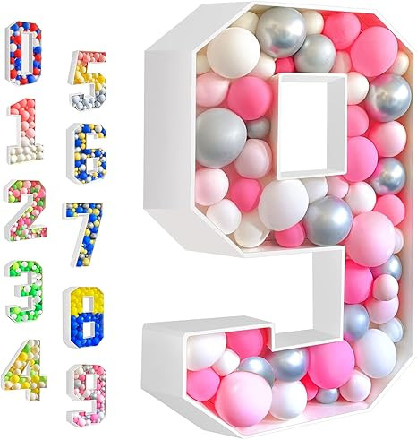 Runwosen 3.2FT Marquee Number, Balloon Frame Number 9, Mosaic Numbers for Balloons, Marquee Light... | Amazon (US)