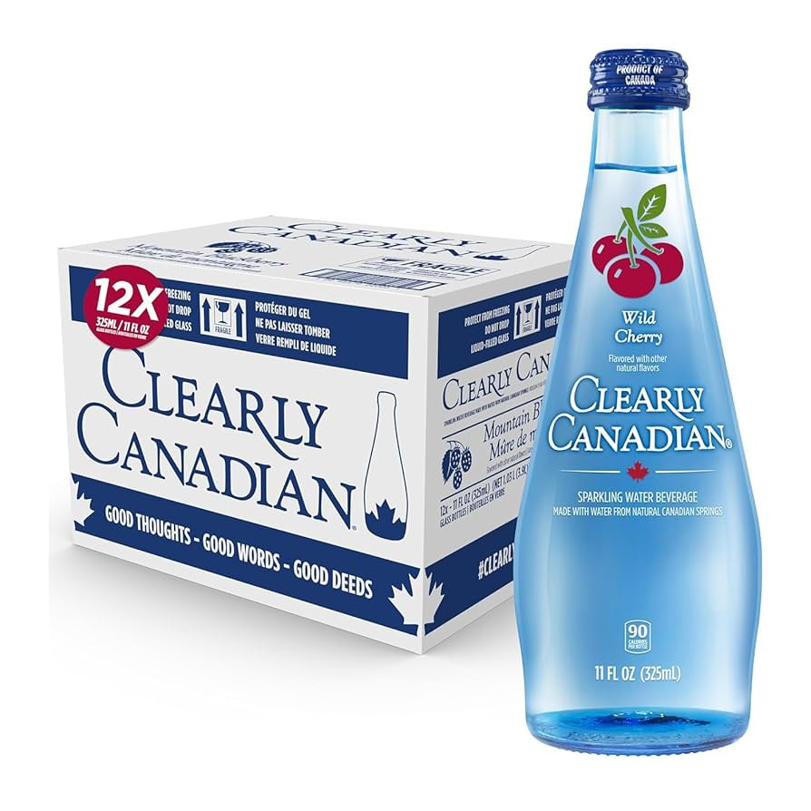 Clearly Canadian Sparkling Water Beverage, Wild Cherry, 12 Pack, 11oz | Amazon (US)