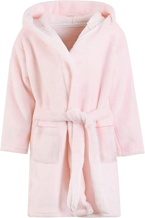 Umeyda Girls Fleece Hooded Robes, Warm Printed Bath Robe for Kids Soft Fuzzy Bathrobe for Gifts | Amazon (US)