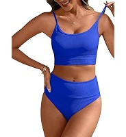ANRABESS Women\u2019s High Waisted Bikini Sets,Color Block 2 Piece Swimsuits,Tummy Control Bathin... | Amazon (US)