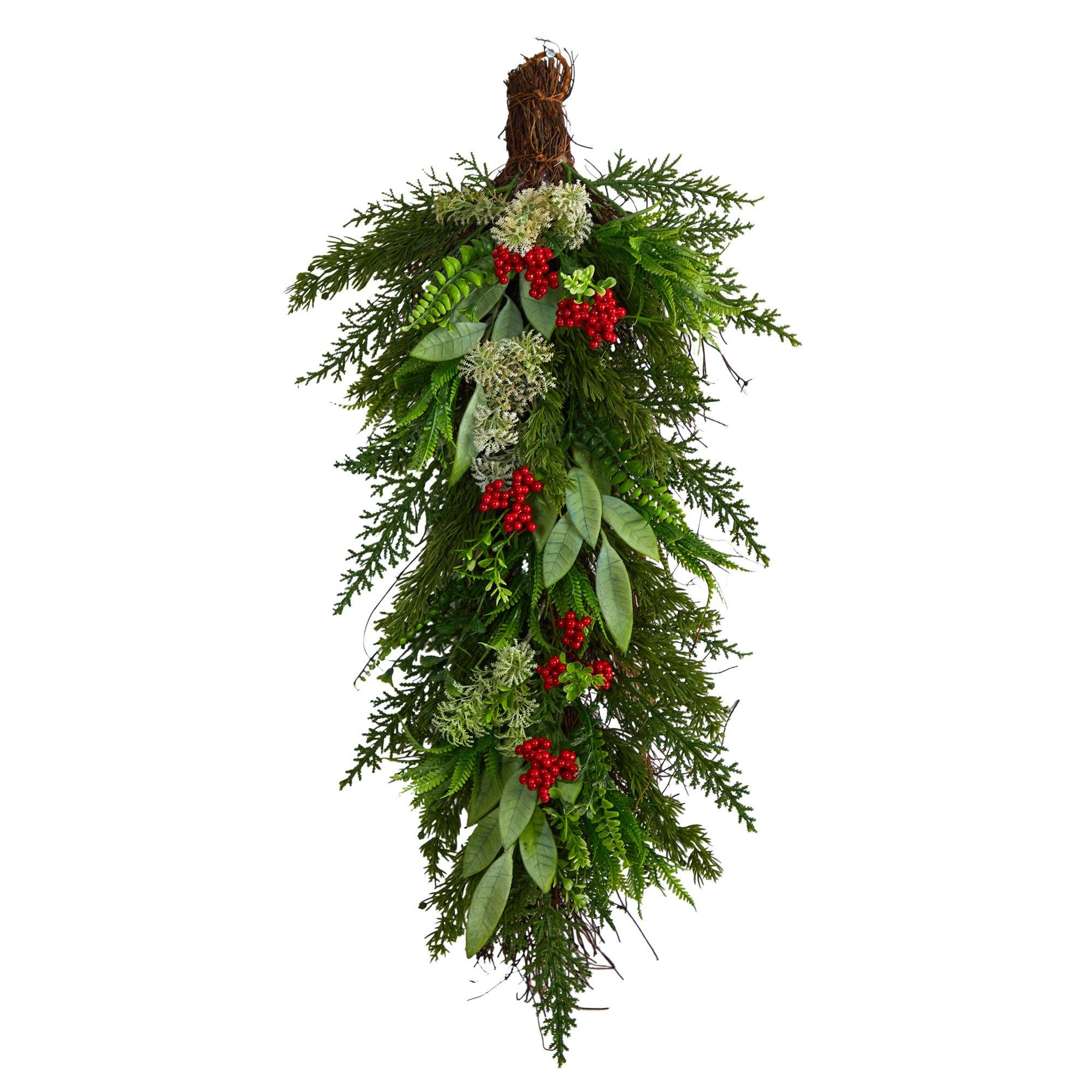 30” Cedar and Berry Artificial Christmas Swag | Nearly Natural | Nearly Natural