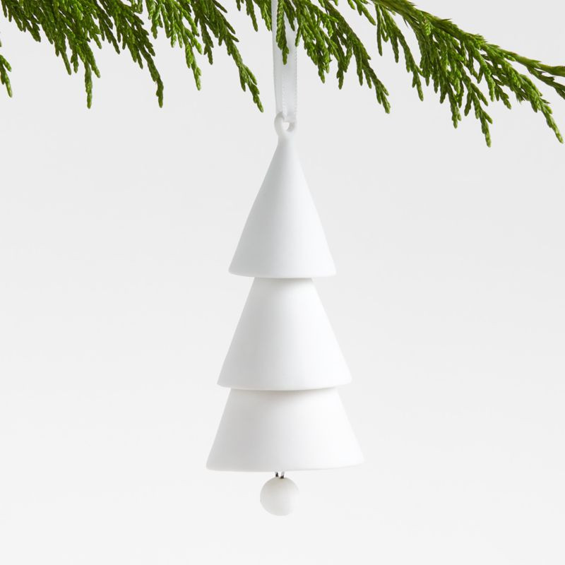 White Porcelain Bell Tree Christmas Ornament + Reviews | Crate & Barrel | Crate & Barrel