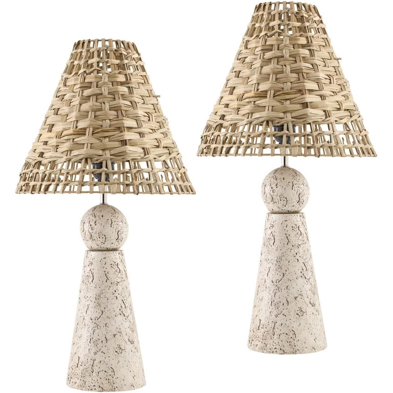 Livabliss Teslin Traditional Accent Table Lamp, 22-inch, Light Grey/Taupe with Brown Shade (Set o... | Walmart (US)