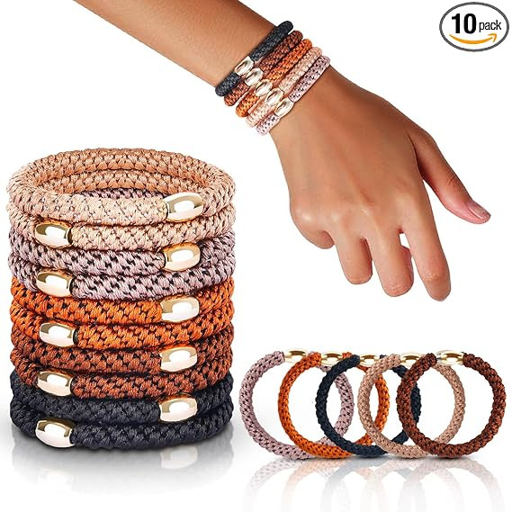 Hair Ties No Damage - 10PCS Ponytail Holders - Elastic Hair Ties for Thick Hair - Braided Hair Ba... | Amazon (US)