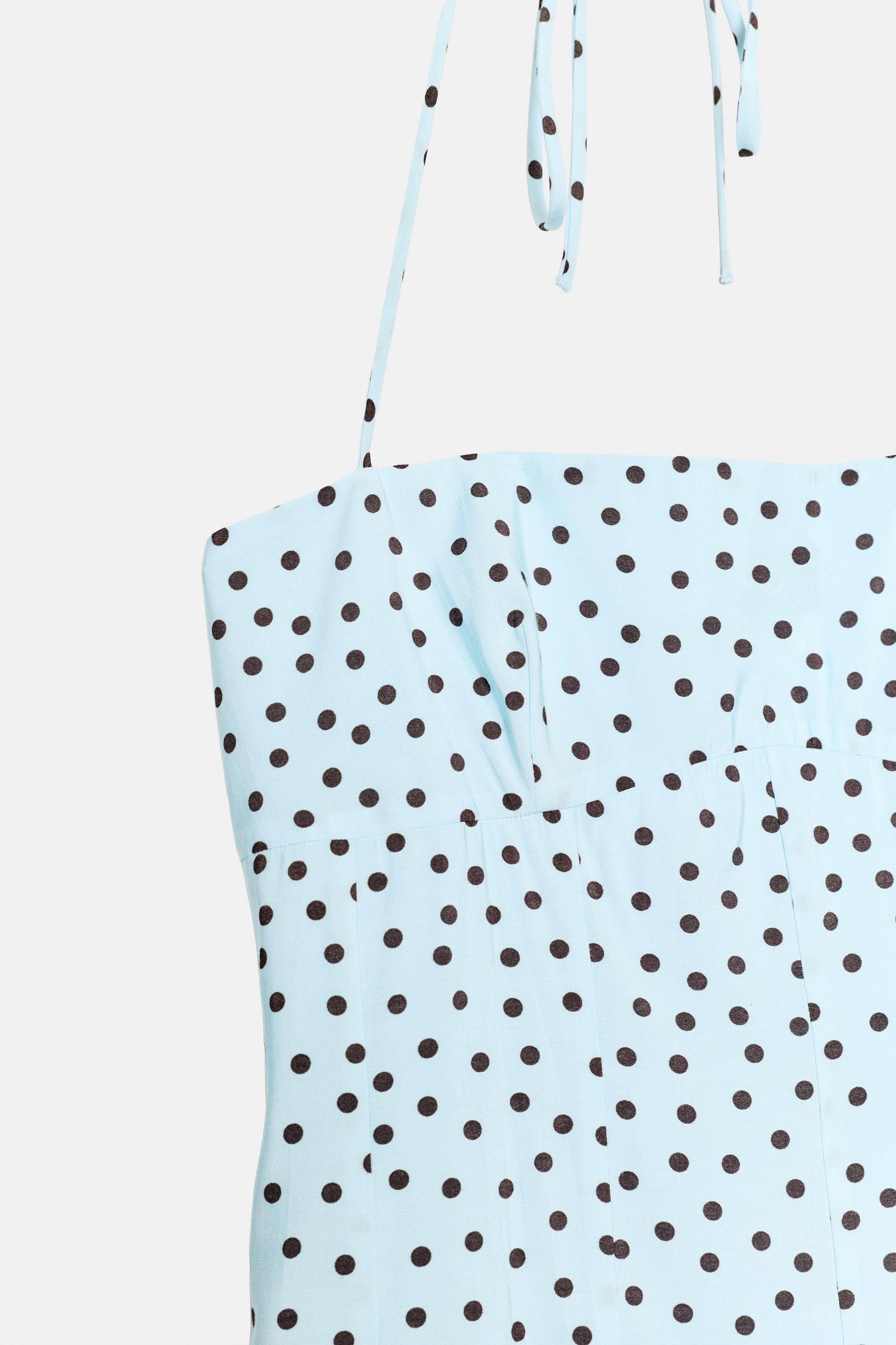 POLKA DOT VOLUME HALTER MIDI DRESS | Zara US