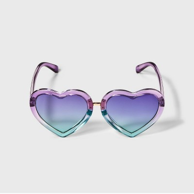 Girls' Heart Sunglasses - Cat & Jack™ Purple/Blue: Maximum UV Protection, Recycled Plastic Frame, Ages 3-9 | Target