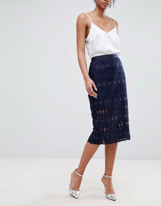 Ted Baker lace grosgrain pencil skirt | ASOS UK