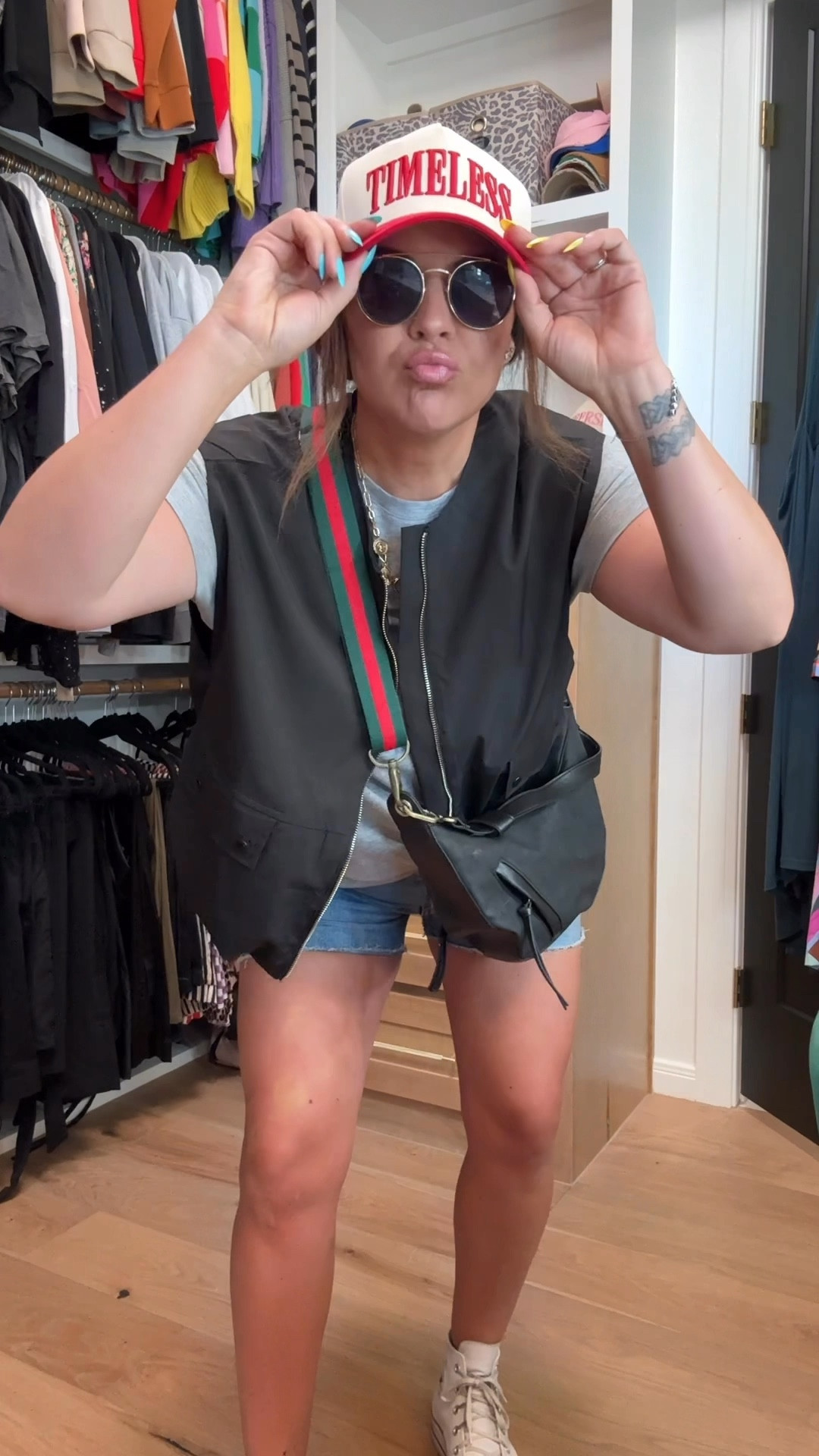 Trucker hat dirty hair outfit. 
Already added more of the hat styles to my cart. 
Denim shorts: size 16 (I always size up one in denim shorts
Tee: XL
Vest: XL
Platform Converse: Size down 1/2


#LTKStyleTip #LTKMidsize #LTKFindsUnder50