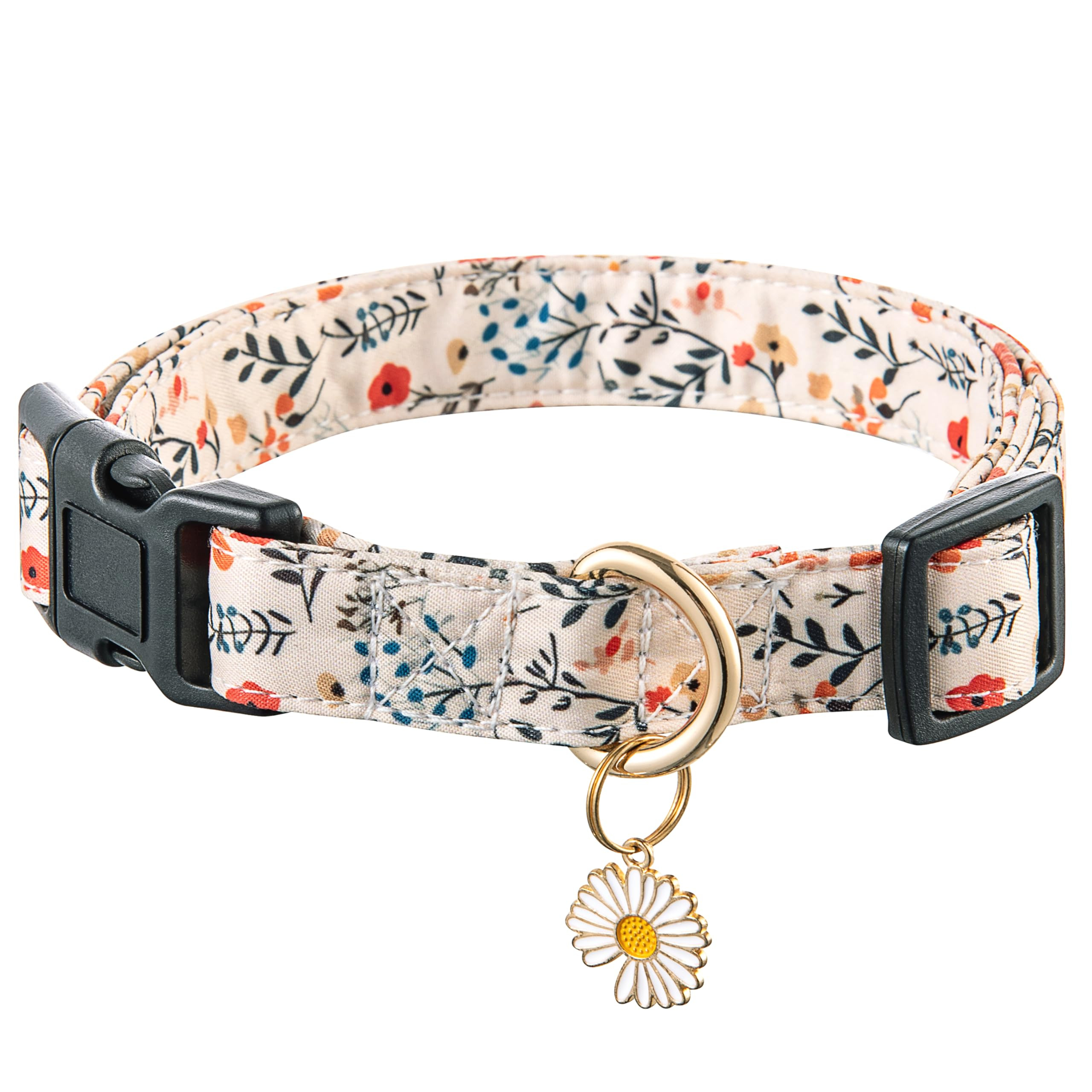 Cute Dog Collar Beige Flower Pattern for Boys and Girls Holiday Dog Collars Summer Fall Gift Adju... | Amazon (US)