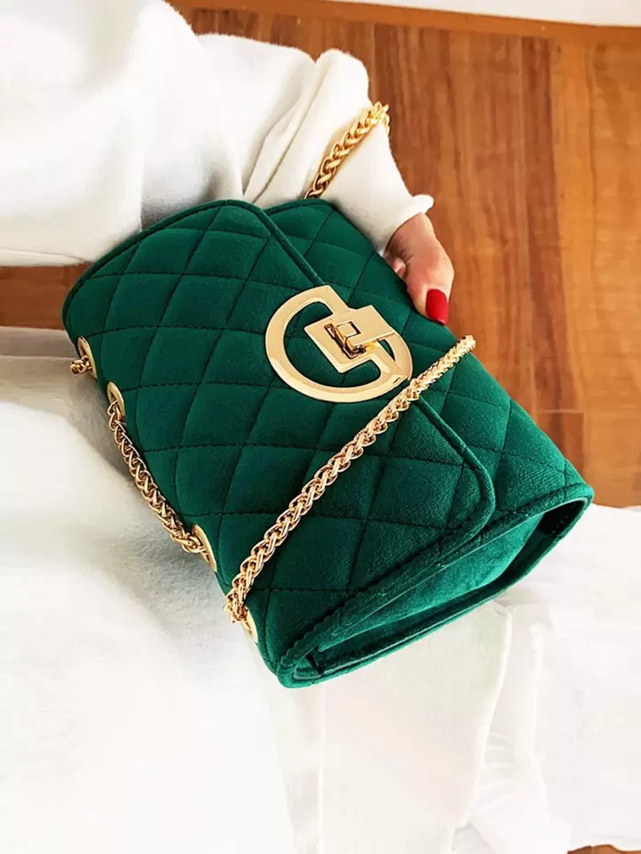 Lichtgewicht, zakelijk casual mini-schoudertas met gewatteerde gesp, kettingtas met klep, avondta... | SHEIN