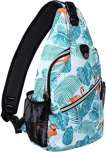 Sling Backpack,Travel Hiking Daypack Pattern Rope Crossbody Shoulder Bag, Flamingo | Amazon (US)