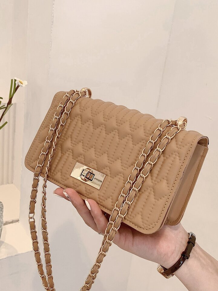 Wasserdichte, Leichte, Business Casual Mini Stepptasche Mit Drehverschluss Und Kettenklappe, Quadratisch, Für Teenager, Mädchen, Frauen, Studenten/Schüler, Perfekt Für Büro, Hochschule, Arbeit, Geschäft, Pendeln, Outdoor, Reisen, Ausflüge, Für Angestellte | SHEIN